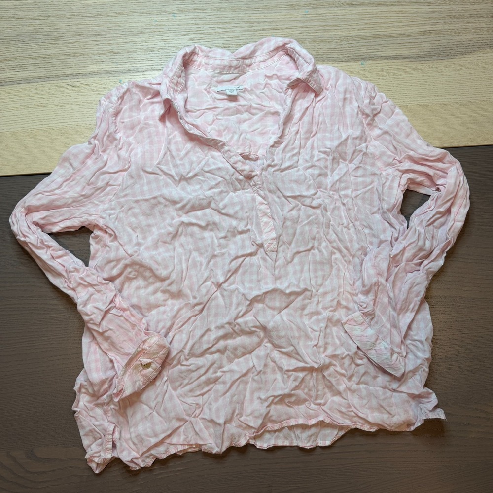 J. Jill Top Women Large Tall Plaid Pink Long Sleeves
